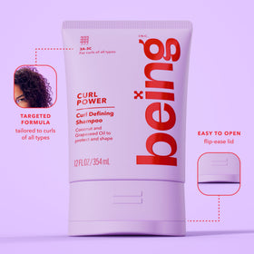 BEING INC shampoo texture close-up showing lightweight cleansing