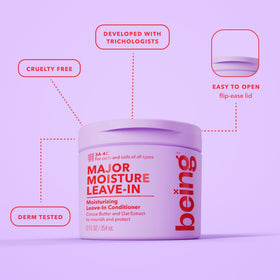 BEING INC applying leave-in to curly hair adding slip and detangling benefit
