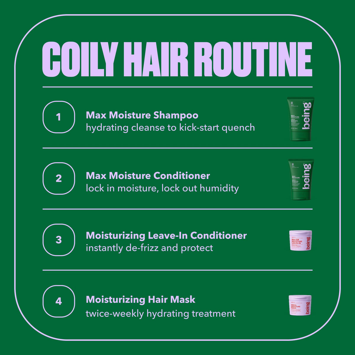 BEING INC hand applying conditioner to hair to demonstrate easy slip