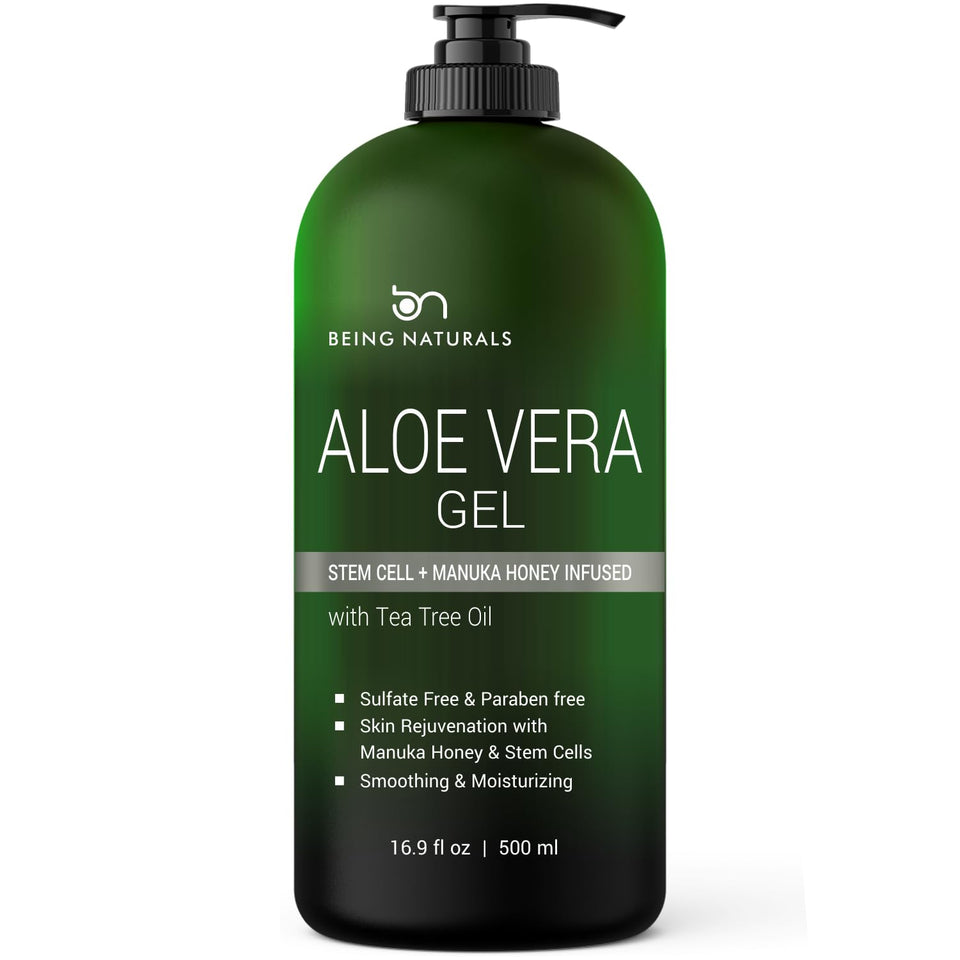 Being Naturals front packaging showing clear aloe gel and benefits