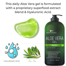 Being Naturals size scale with bottle next to common items to show true 16.9 fl oz capacity