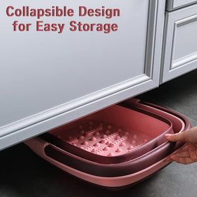 Beinilai folded basin stored under a bed showing space-saving benefit
