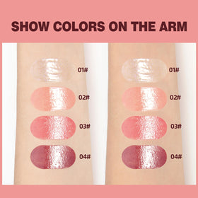 Bekoeen glosses in a handbag with mirror for on-the-go touch-up benefit