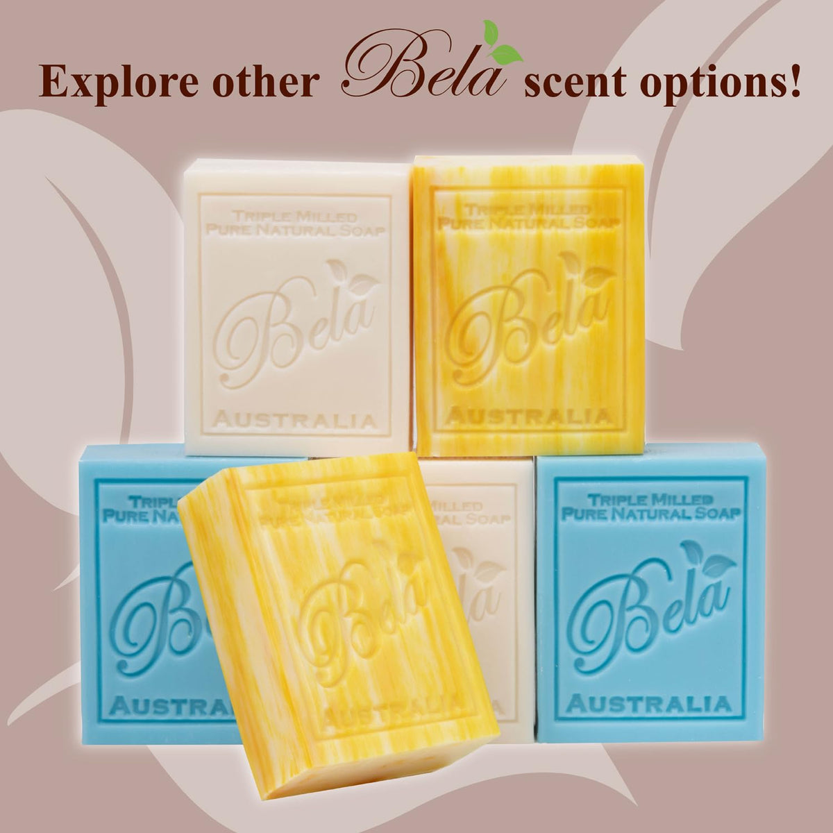 BELA soap bars arranged in bathroom setting suggesting premium luxury
