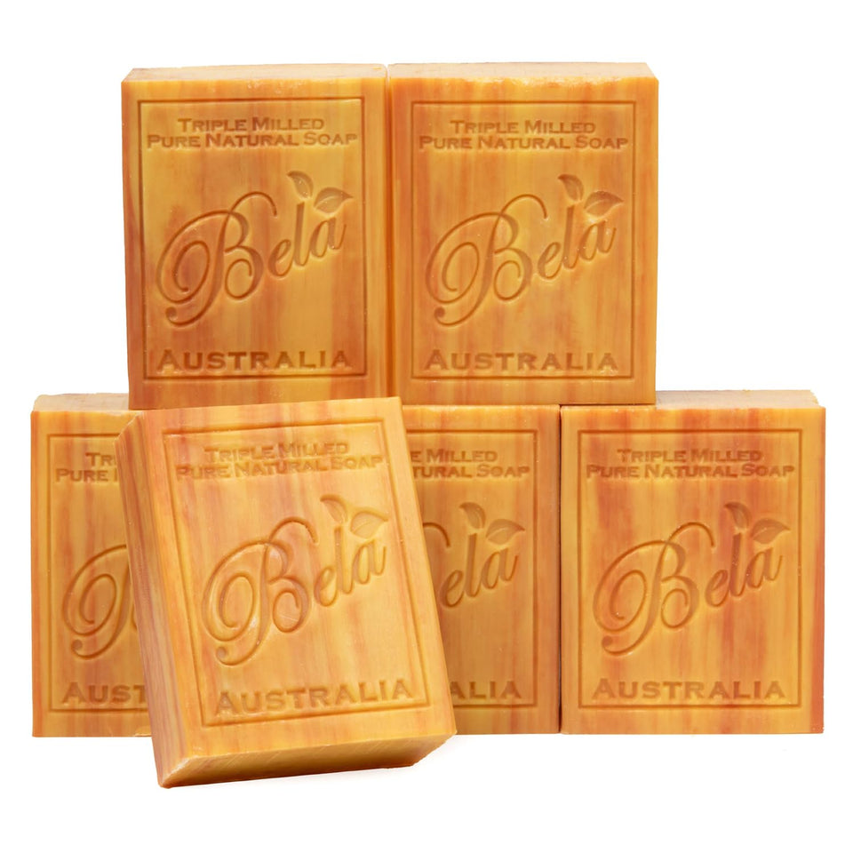 BELA front packaging showing six frankincense and myrrh bars and benefits