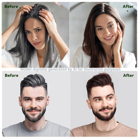 BELEZALIB shampoo being massaged into hair in shower for quick gray coverage