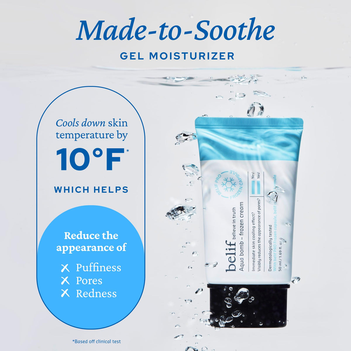 belif gel on hand being spread for fast-absorbing hydration