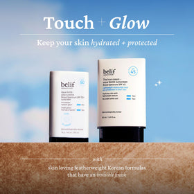 belif marigold and noni botanicals beside Aqua Bomb indicating natural extract benefits