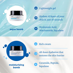 belif Aqua Bomb packaging label detail showing key actives and product claims