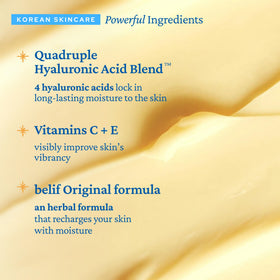 belif cream on fingertip being applied, demonstrates easy spreadability