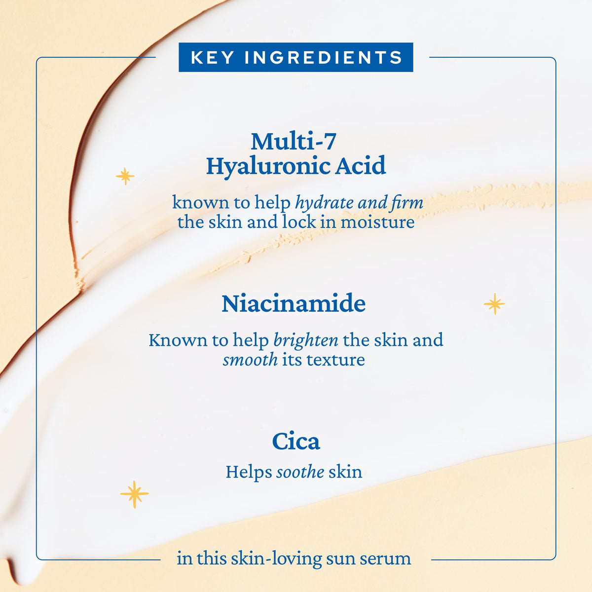 belif label close-up listing niacinamide and seven hyaluronic acids for brightening