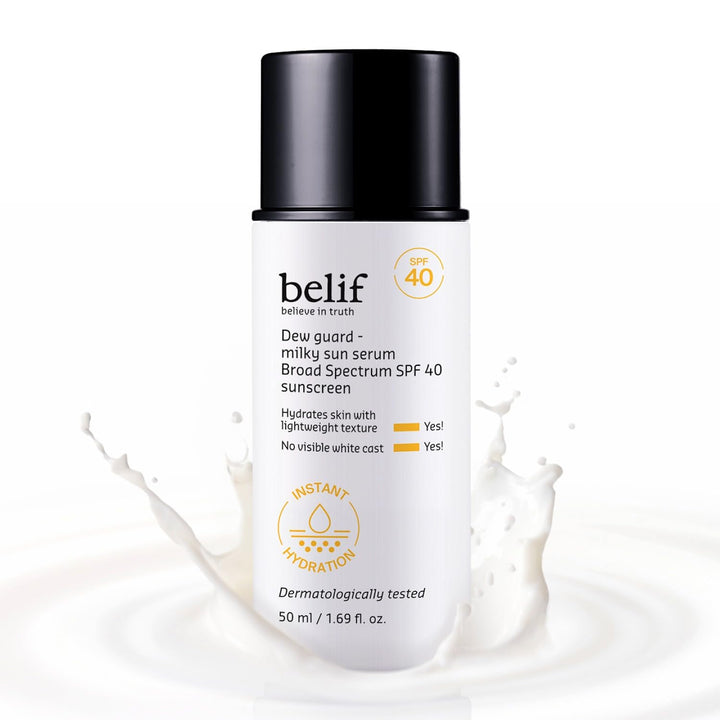 belif front packaging shot showing compact bottle and SPF 40 protection benefit