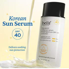 belif close-up of milky serum texture highlighting smooth hydration benefit