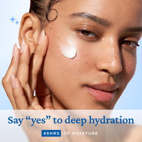 belif cream applied to hand illustrating lightweight, non-greasy hydration