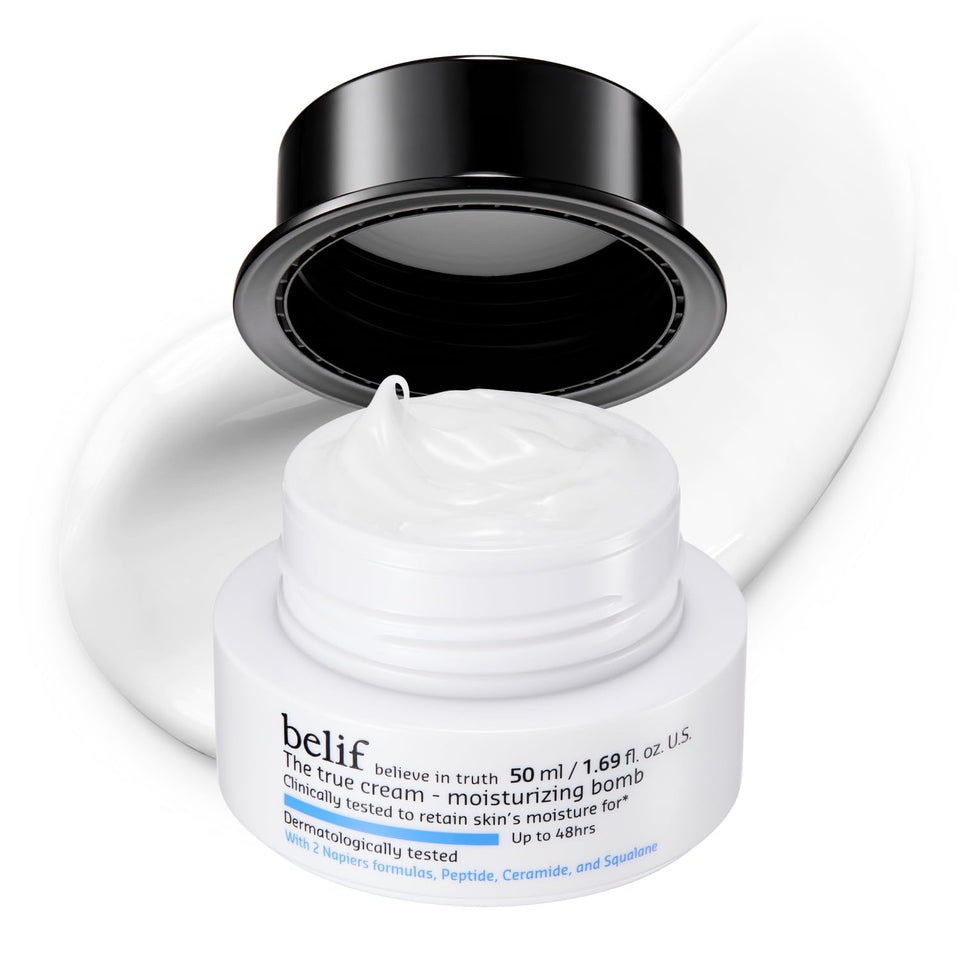 belif front jar view showing product packaging and fast hydration benefit