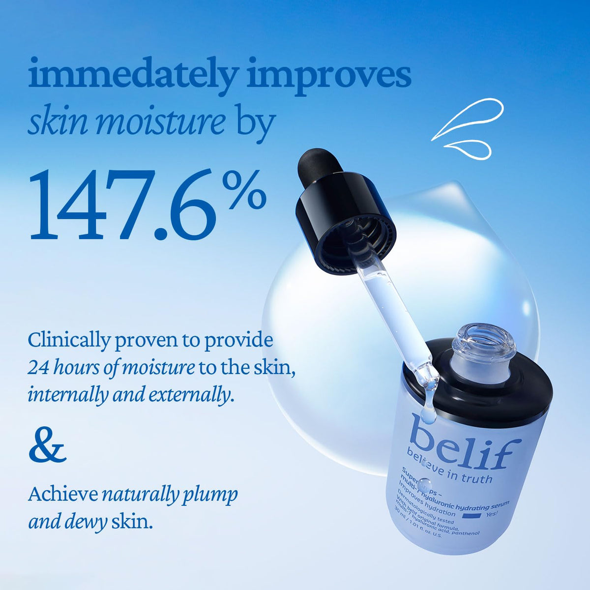 belif visual of panthenol ingredient emphasizing soothing and barrier support