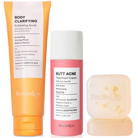 BellamiLuxx front packaging showing the full butt acne treatment set benefits