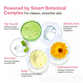 BellamiLuxx ingredient display with tea tree and salicylic acid clarity