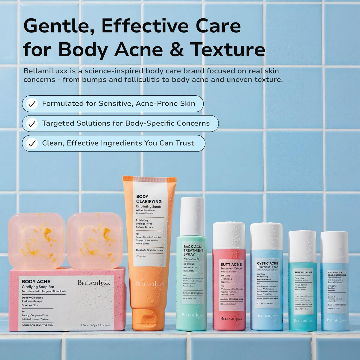 BellamiLuxx in a shower routine lifestyle scene for post-workout care