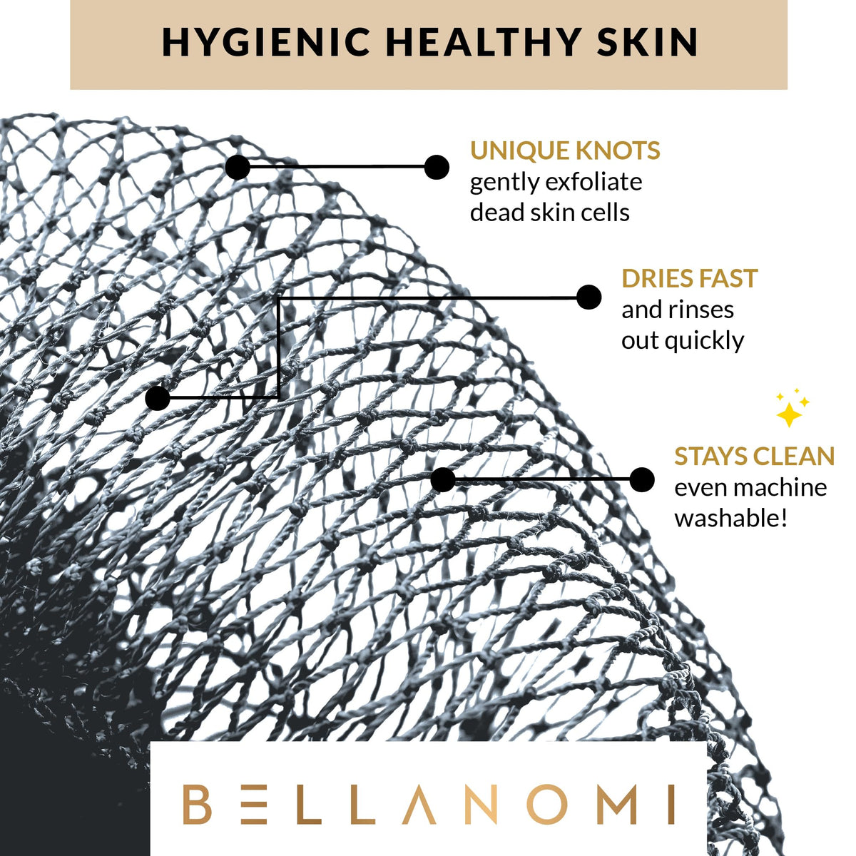 Bellanomi back scrubber in use reaching shoulders to provide effortless self-scrubbing