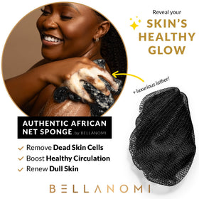 Bellanomi close-up of double-knotted mesh texture revealing effective gentle exfoliation benefit