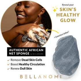 Bellanomi close-up of double-knotted mesh texture that delivers controlled exfoliation