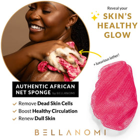Bellanomi close-up of double-knotted mesh highlighting gentle exfoliation
