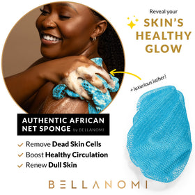 Bellanomi close-up of double-knotted mesh highlighting textured exfoliation benefit