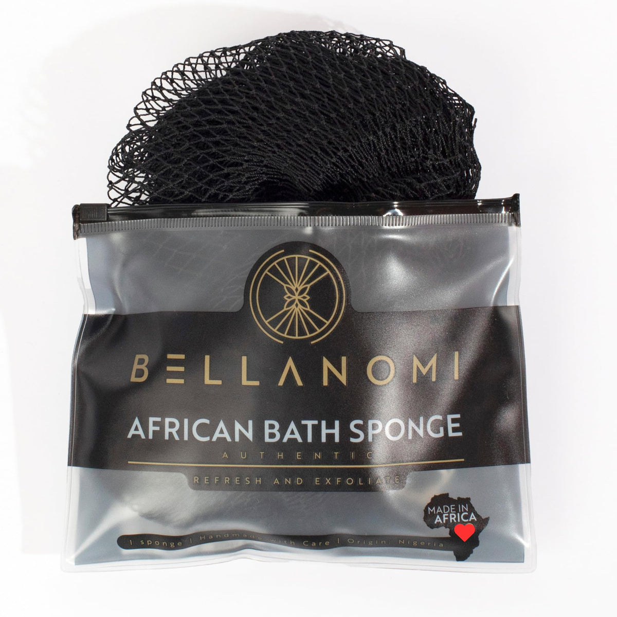 Bellanomi front view of black 45-inch back scrubber showing full length and benefit of reach