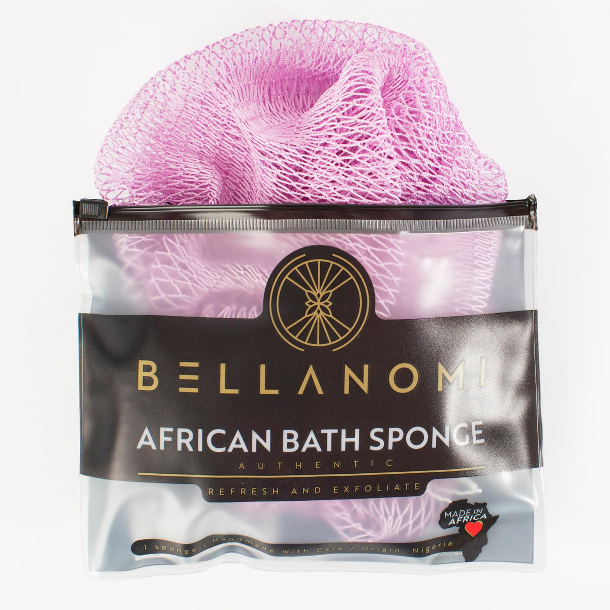 Bellanomi front view lilac back scrubber showing shape and length benefit
