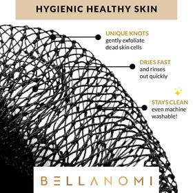 Bellanomi 45-inch sponge held beside an arm showing scale and easy back access benefit
