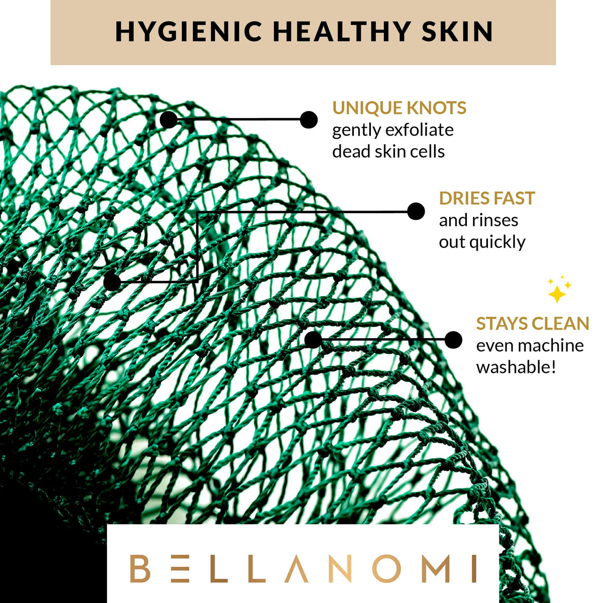 Bellanomi full-length 45-inch scrubber laid out, reaches whole back