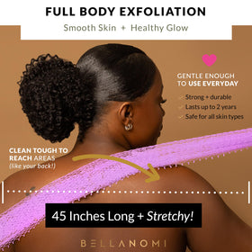 Bellanomi in-use back scrub demonstrating reach and cleaning benefit