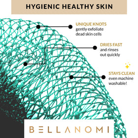 Bellanomi close-up of double-knotted mesh texture for effective exfoliation