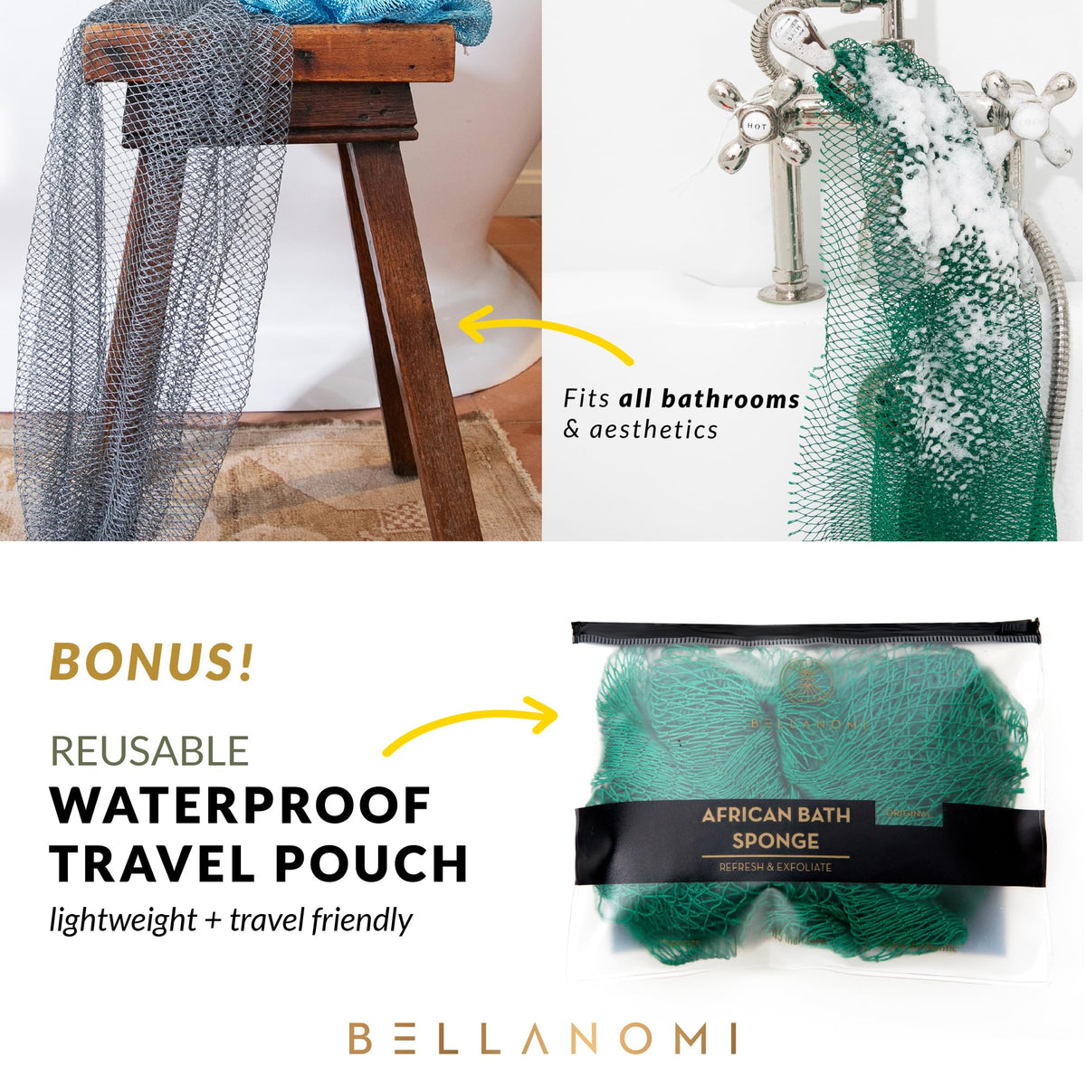 Bellanomi hanging to air dry in bathroom, quick-drying hygiene benefit