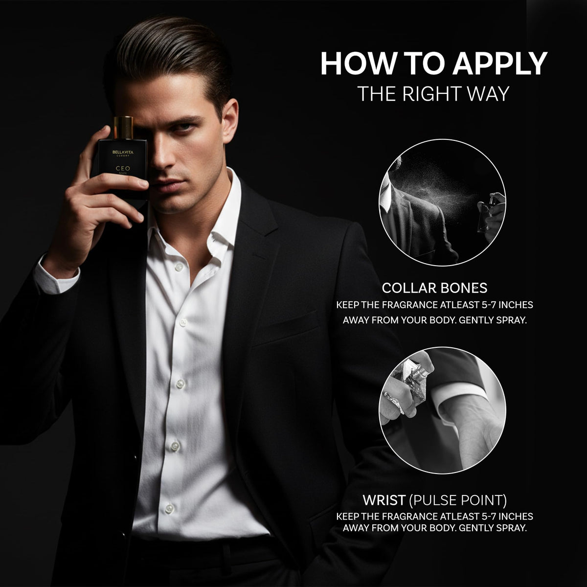 Bella Vita Luxury fine mist spray in motion demonstrating even application