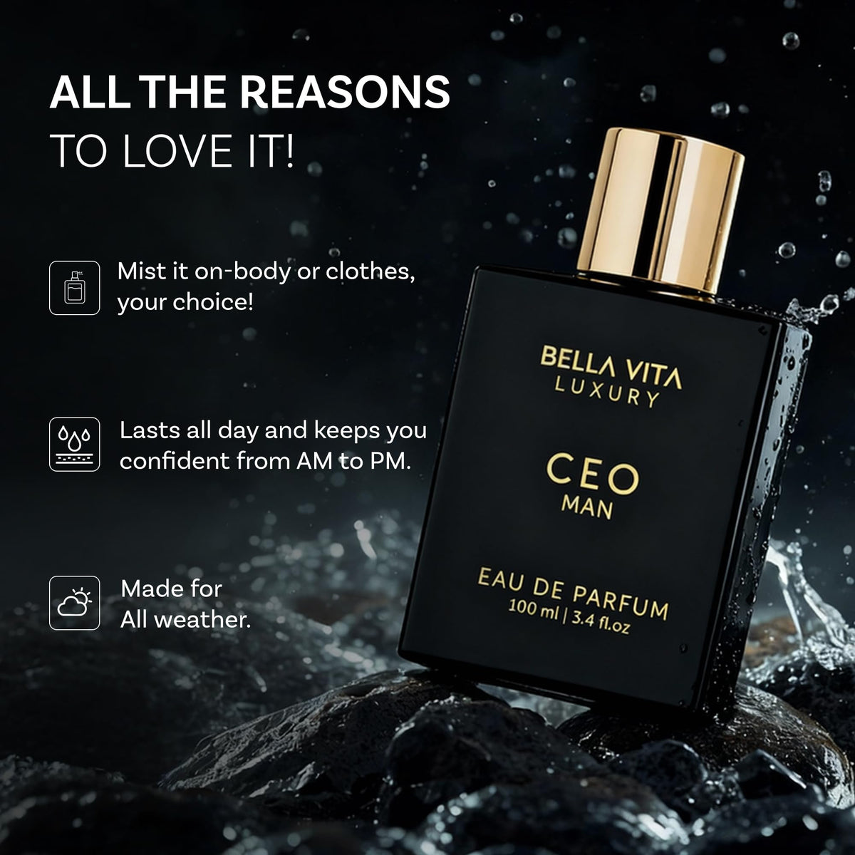 Bella Vita Luxury fragrance mist texture over skin for smooth, lasting scent