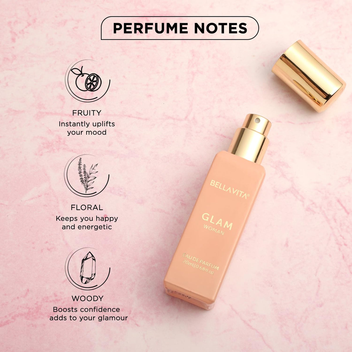 Bellavita GLAM spray nozzle close-up highlighting precise mist and easy on-the-go application