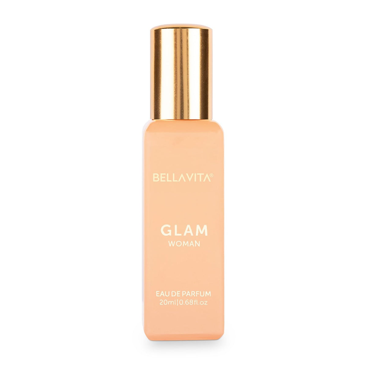 Bellavita GLAM front bottle view showing elegant travel perfume design and portability