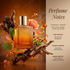 Bella Vita Luxury rose and honey styled to highlight the scent’s floral heart