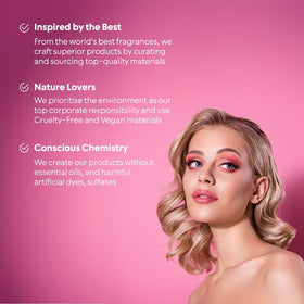 Bella Vita lifestyle image of woman applying scent, communicates confidence and versatility