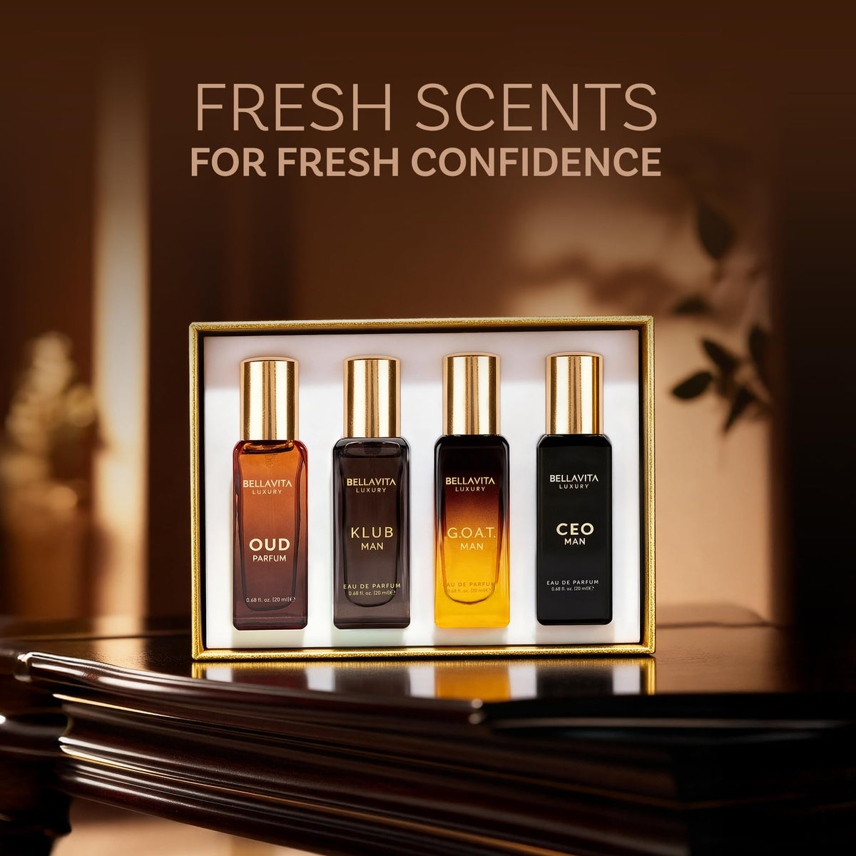 Bella Vita Luxury boxed gift set staged in lifestyle scene ideal for gifting