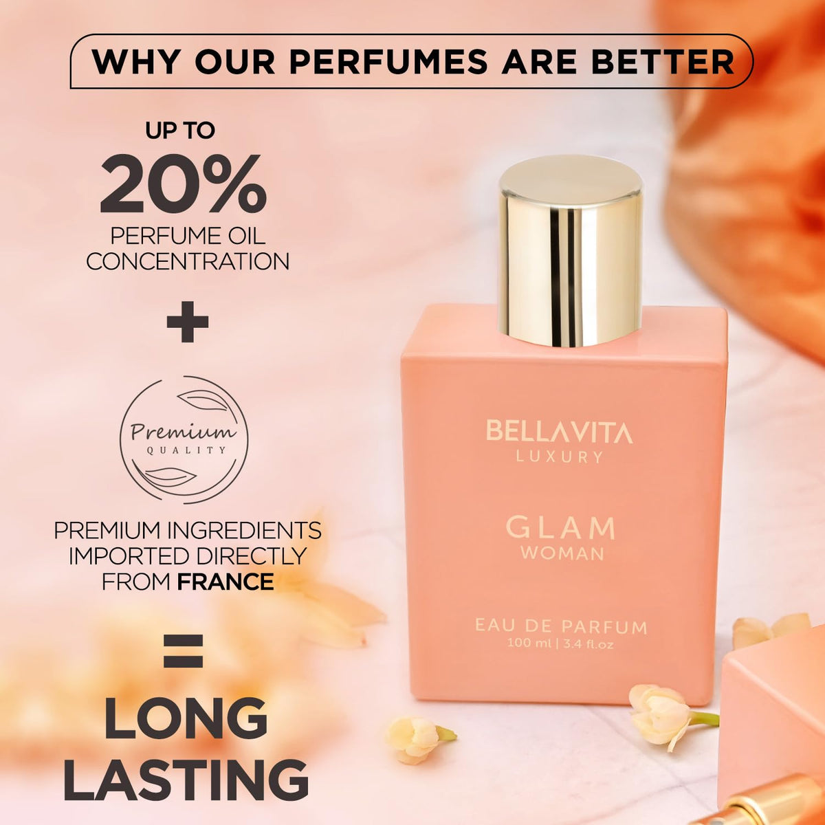 Bella Vita Luxury perfume liquid pool showing silky texture and richness