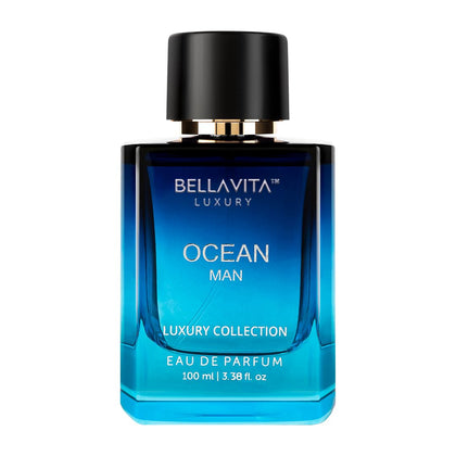 BellaVita Luxury OCEAN front bottle showing minimalist label and elegant shape for refined display