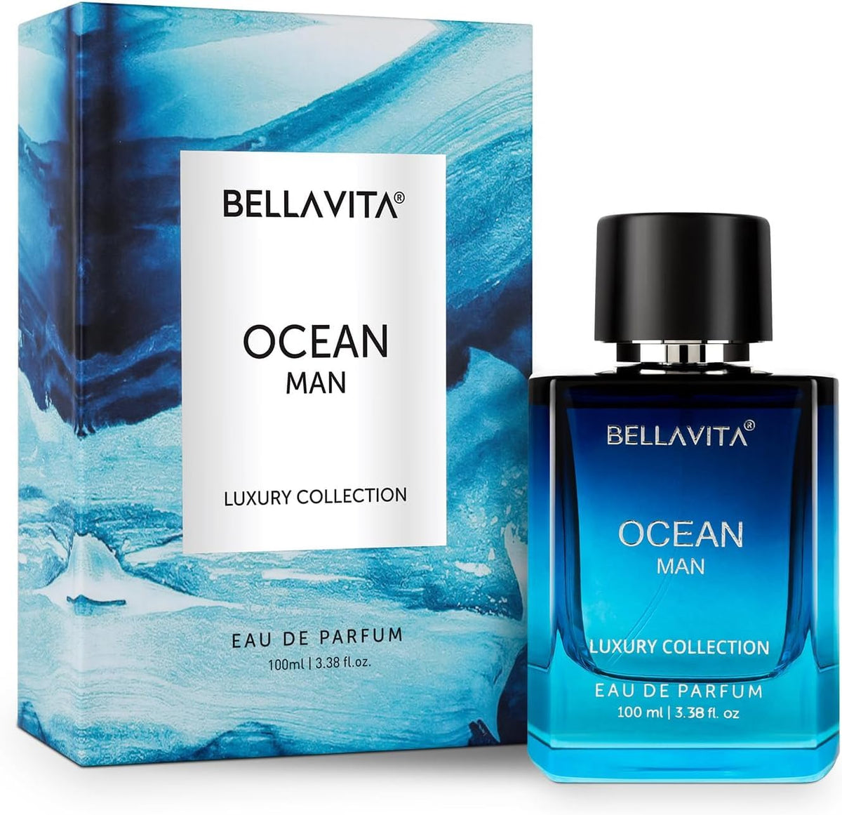 BellaVita Luxury OCEAN lifestyle on a beach towel evoking fresh aquatic vibe and day-use appeal