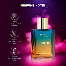 Bellavita bottle angled against soft backdrop highlighting premium packaging, suggests gift quality