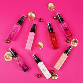Bella Vita compact vials inside a purse, shows travel-friendly convenience for daily use