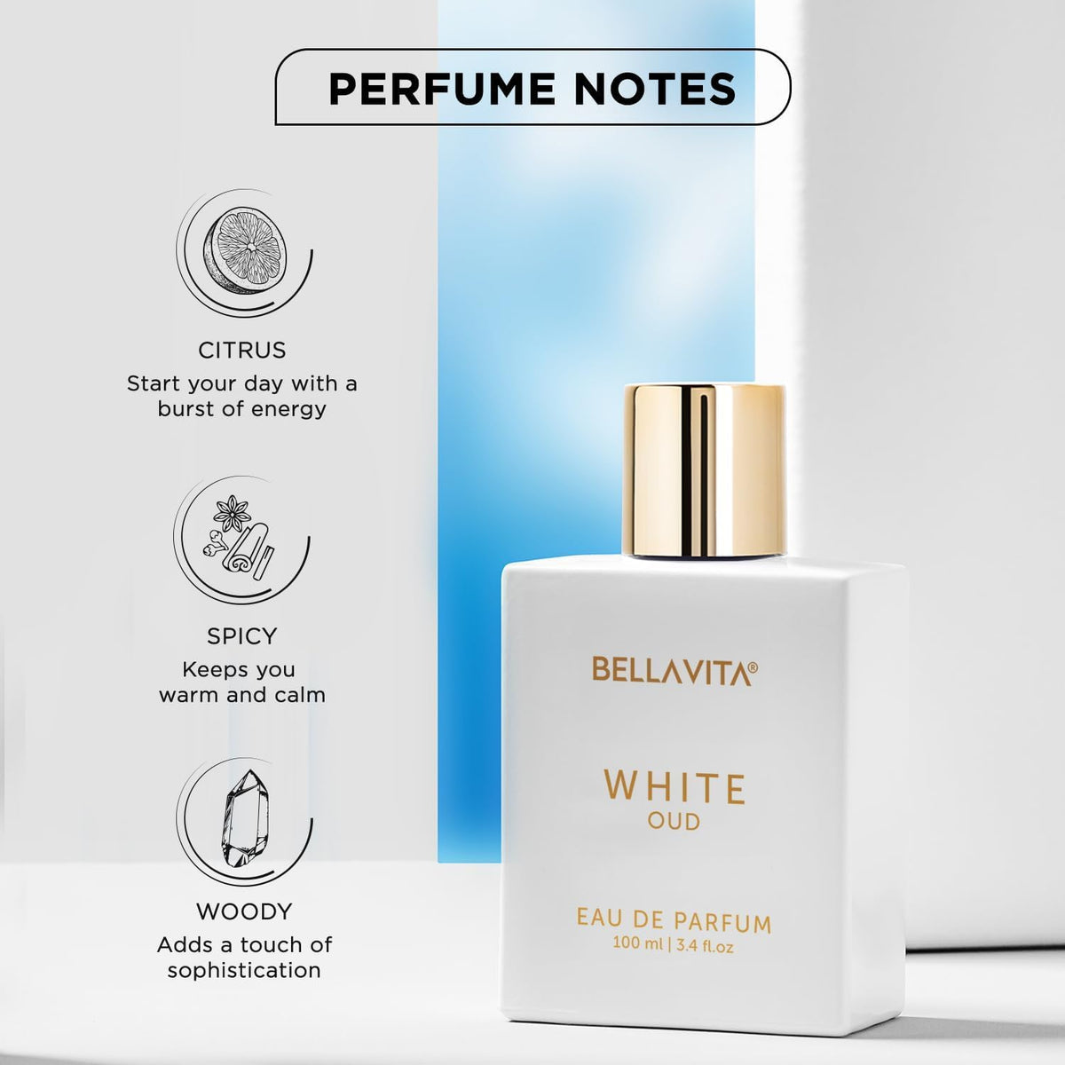 Bellavita Luxury White Oud atomizer spray demonstrating smooth mist for even application