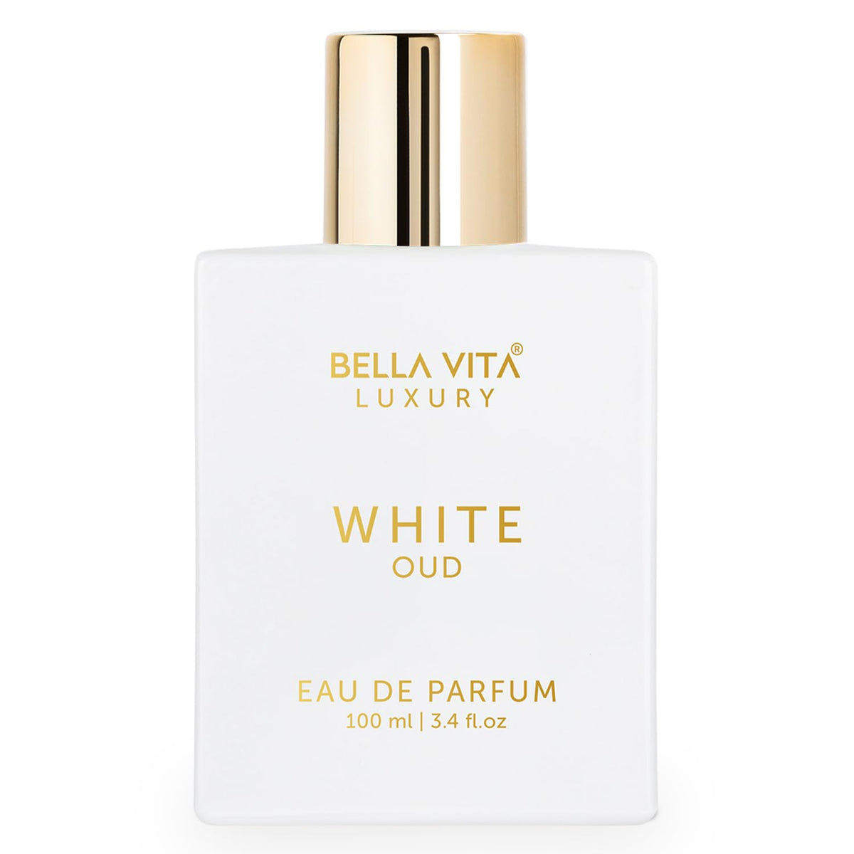 Bellavita Luxury White Oud front bottle showing elegant design and immediate presence