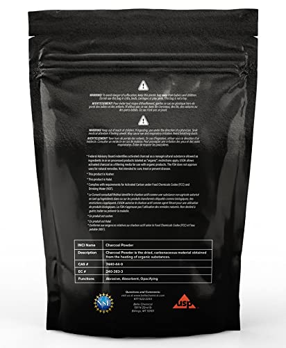 Belle Chemical charcoal powder close-up texture highlighting fine grind for smooth blending